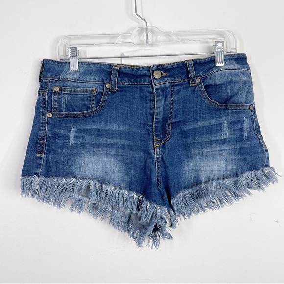 ALTAR’D STATE | High Rise Fringe Hems Denim Jean Shorts Sz. 11 - Picture 1 of 2